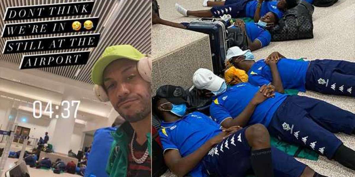 ICYMI: Aubameyang échoué et ses coéquipiers du Gabon dorment à l'étage de l'aéroport | PHOTOS